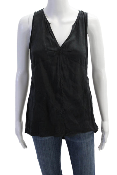 Derek Lam 10 Crosby Women's V-Neck Sleeveless Silk Tank Top Black Size S