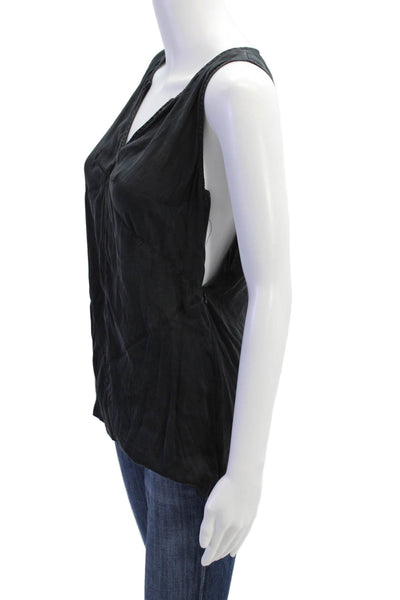 Derek Lam 10 Crosby Women's V-Neck Sleeveless Silk Tank Top Black Size S