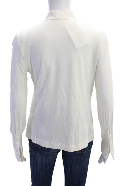 Akris Punto Women's Long Sleeves Round Neck Button Down Shirt White Size 40
