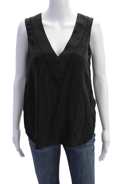 Derek Lam 10 Crosby Women's V-Neck Sleeveless Lace Trim Tank Top Black Size 2