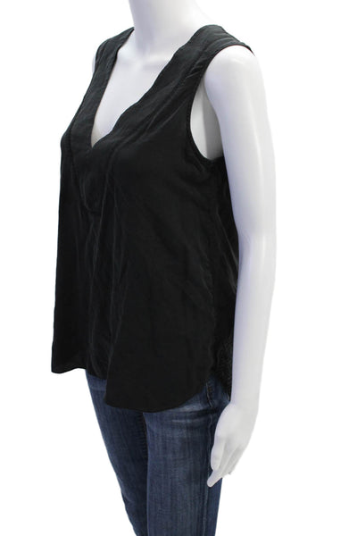 Derek Lam 10 Crosby Women's V-Neck Sleeveless Lace Trim Tank Top Black Size 2
