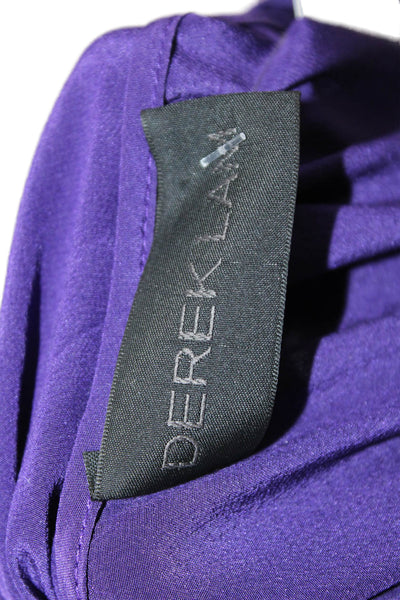 Derek Lam Women's V-Neck Sleeveless Built-In Scarf Silk Blouse Purple Size S