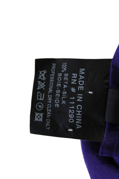 Derek Lam Women's V-Neck Sleeveless Built-In Scarf Silk Blouse Purple Size S