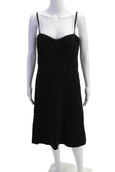 Elie Tahari Womens Wool Contrast Stitching Lace Trim Detail Dress Black Size 10