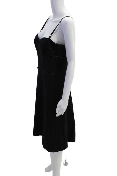 Elie Tahari Womens Wool Contrast Stitching Lace Trim Detail Dress Black Size 10