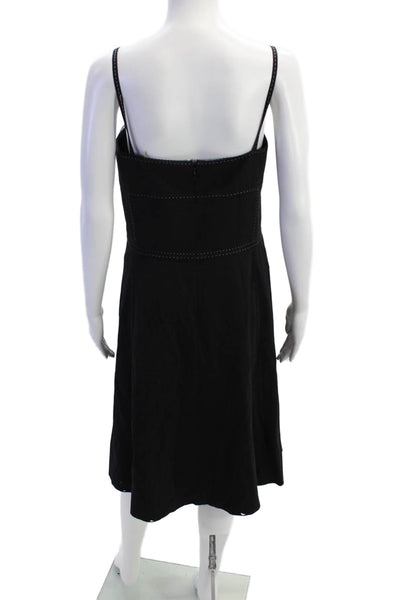Elie Tahari Womens Wool Contrast Stitching Lace Trim Detail Dress Black Size 10