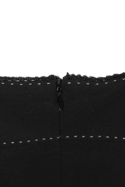 Elie Tahari Womens Wool Contrast Stitching Lace Trim Detail Dress Black Size 10