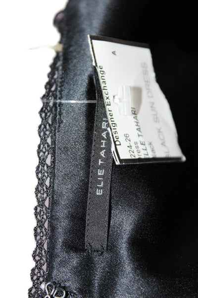 Elie Tahari Womens Wool Contrast Stitching Lace Trim Detail Dress Black Size 10