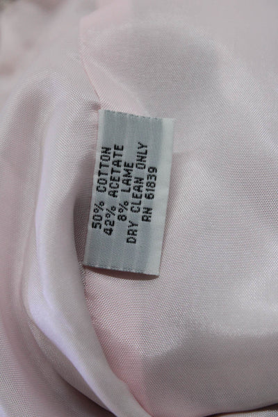 Rickie Freeman Teri Jon Womens Cotton Metallic Pleated Detail Dress Pink Size 6