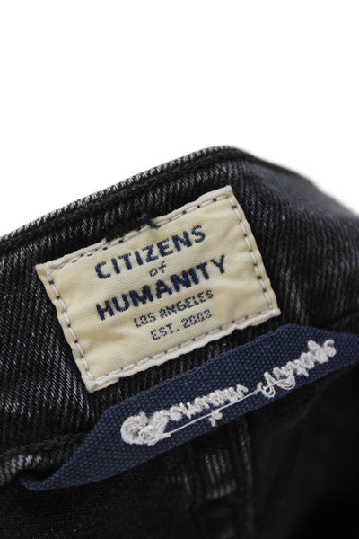 Citizens of Humanity Womens Cotton Denim Mid-Rise Tapered Jeans Black Size 27
