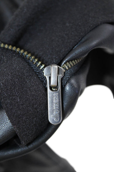 Ella Moss Girls Vegan Leather Collared Long Sleeve Zip Up Jacket Black Size 14