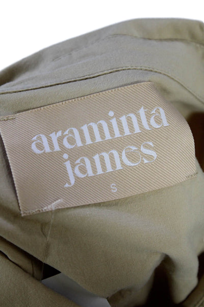 Araminta James Womens Button Front 3/4 Sleeve Collared Pocket Shirt Brown Small