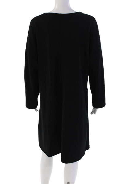 Zara Womens Cotton Pullover Round Neck Long Sleeve Sweatshirt Dress Black Size S