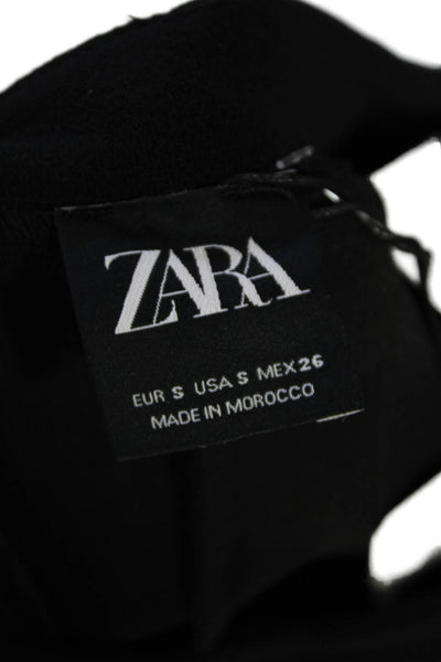 Zara Womens Cotton Pullover Round Neck Long Sleeve Sweatshirt Dress Black Size S