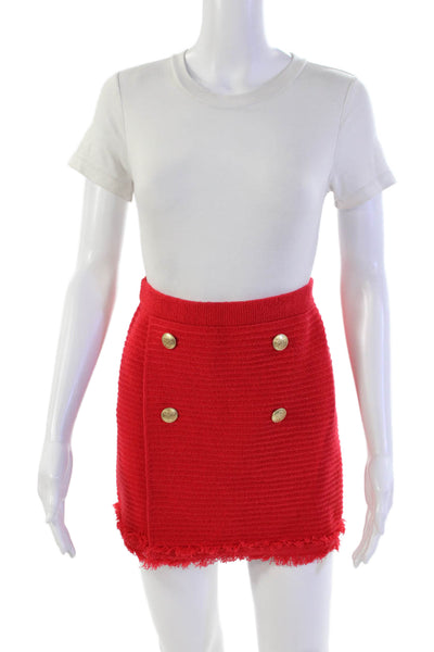 J Crew Womens Cotton Stretch Button Detail Pull-On Mini Skirt Red Size 2XS