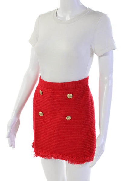 J Crew Womens Cotton Stretch Button Detail Pull-On Mini Skirt Red Size 2XS