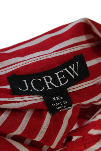 J Crew Womens Cotton Striped Print Collared Button-Down Shirt Red Size 2XS