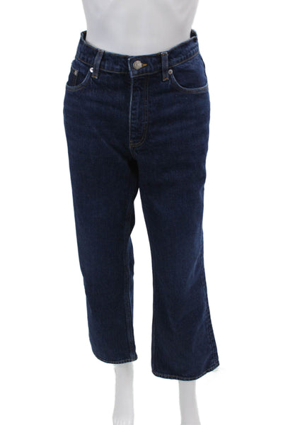 Arket Women's Midrise Five Pocket Dark Wash Straight Leg Denim Pants Size 28