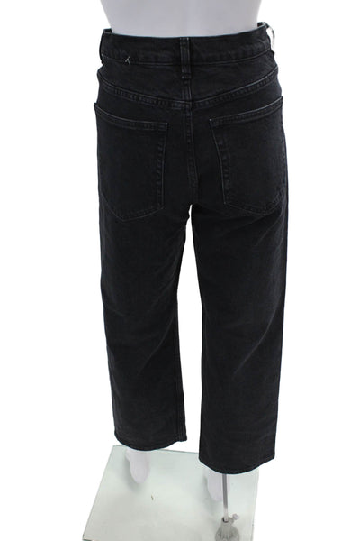 Arket Women's Five Pocket Button Closure Straight Leg Jean Pants Black Size 30