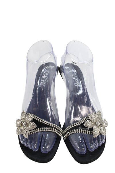 Franco Sarto Womens Satin Jeweled Renew Sandal Heels Black Size 6.5 Medium