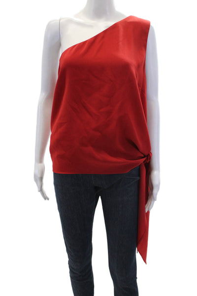 BCBGMAXAZRIA Womens Sleeveless One Shoulder Toe Blouse Red Size L