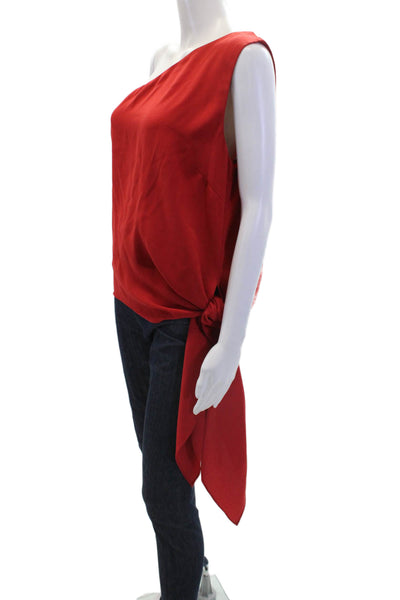 BCBGMAXAZRIA Womens Sleeveless One Shoulder Toe Blouse Red Size L