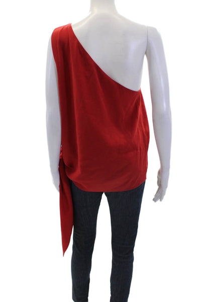 BCBGMAXAZRIA Womens Sleeveless One Shoulder Toe Blouse Red Size L
