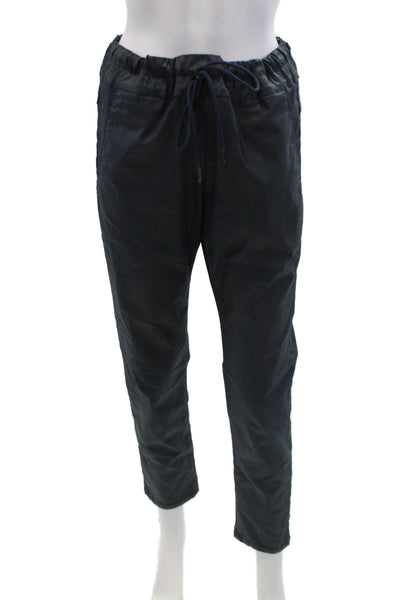 Flog Womens Coated Drawstring Waist Straight Leg Joggers Blue Size 29