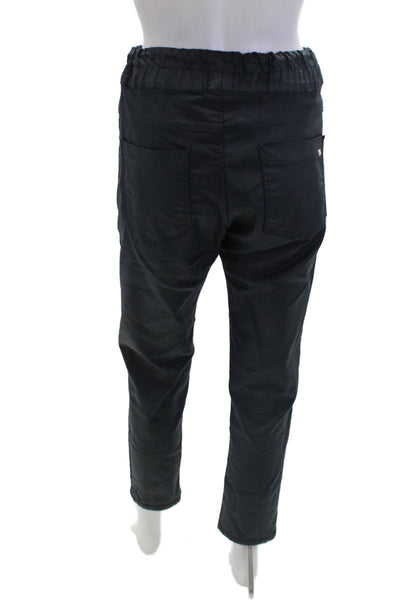 Flog Womens Coated Drawstring Waist Straight Leg Joggers Blue Size 29