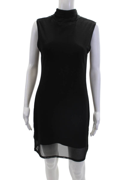 AFRM Womens Mesh Sleeveless Mock Neck Cutout Bodycon Dress Black Size M