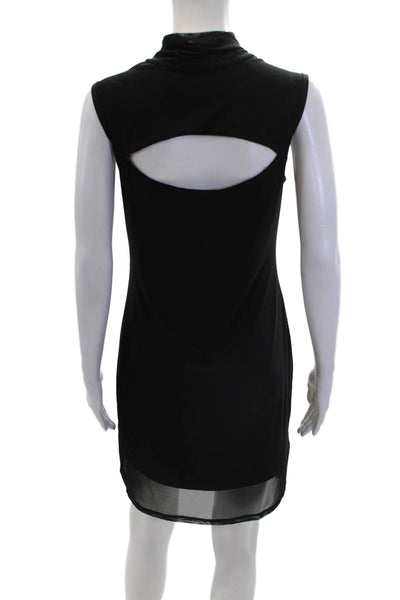 AFRM Womens Mesh Sleeveless Mock Neck Cutout Bodycon Dress Black Size M