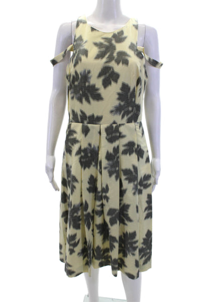 Paul Smith Womens Sleeveless Spotted Pleated A Line Dress Yellow Size 46