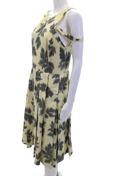 Paul Smith Womens Sleeveless Spotted Pleated A Line Dress Yellow Size 46