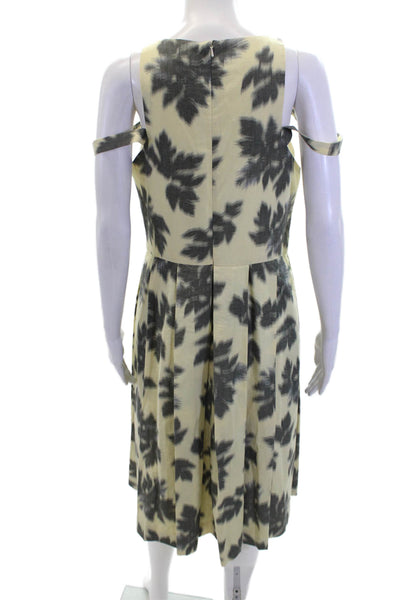 Paul Smith Womens Sleeveless Spotted Pleated A Line Dress Yellow Size 46