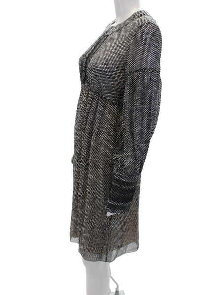 Kristina Ti Womens Long Sleeve Polka Dot Lace Trim Dress Black Size M