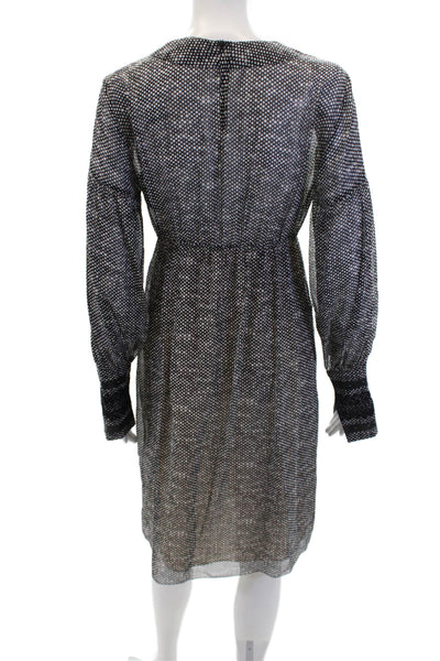 Kristina Ti Womens Long Sleeve Polka Dot Lace Trim Dress Black Size M