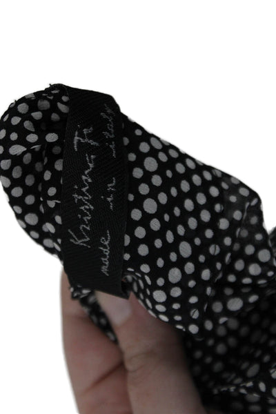 Kristina Ti Womens Long Sleeve Polka Dot Lace Trim Dress Black Size M