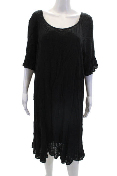 Velvet by Graham & Spencer Womens Striped Short Sleeves Dress Black Size Large