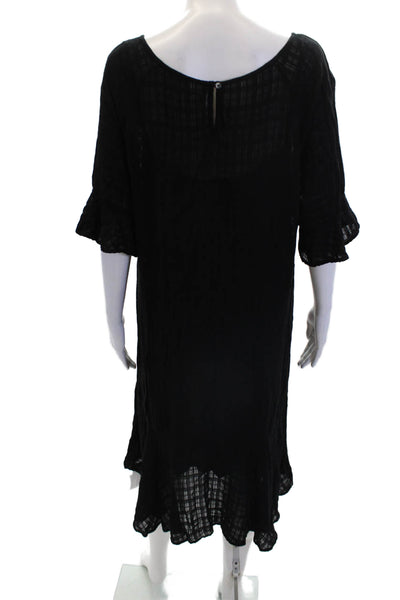 Velvet by Graham & Spencer Womens Striped Short Sleeves Dress Black Size Large