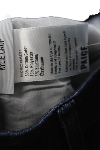 Paige Womens Kylie Crop Cuffed Skinny Leg Jeans Blue Cotton Size 30