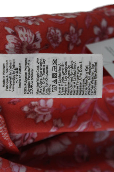 J Crew Womens Floral Print Long Flare Sleeves Blouse Red Pink Size Large