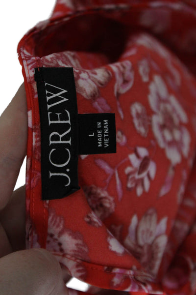 J Crew Womens Floral Print Long Flare Sleeves Blouse Red Pink Size Large