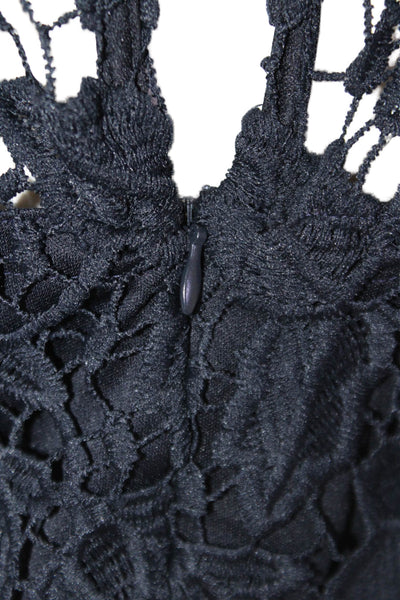 Nanette Nanette Lepore Womens Crochet Sleeveless Tank Top Navy Blue Size Large