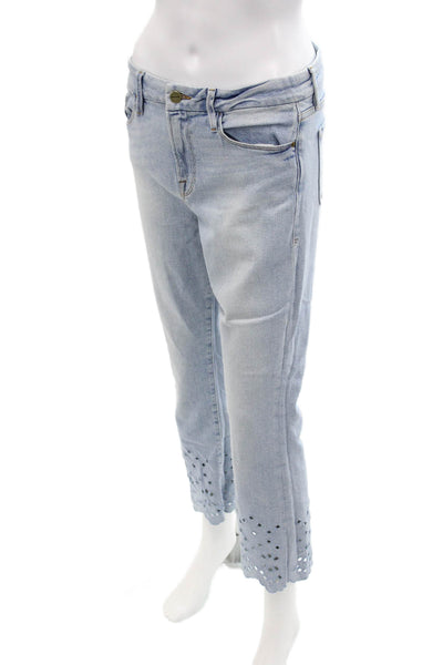 Frame Denim Womens Cotton Cut Out Mid-Rise Cropped Bootcut Jeans Blue Size 29