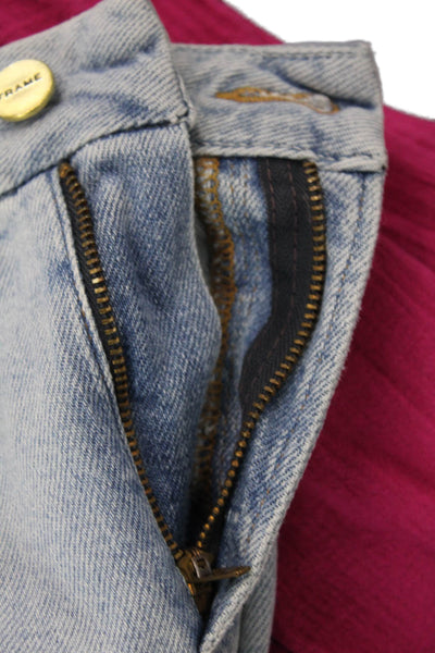 Frame Denim Womens Cotton Cut Out Mid-Rise Cropped Bootcut Jeans Blue Size 29