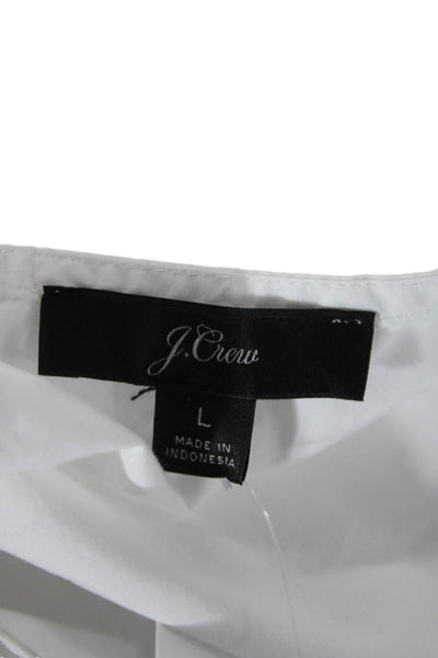 J Crew Womens Short Sleeve Scoop Neck Boxy Blouse Top White Cotton Size Large