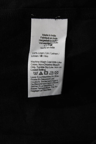 J Crew Womens Sleeveless Tie Strap Square Neck Linen Blouse Top Black Size Large