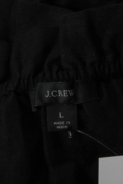 J Crew Womens Sleeveless Tie Strap Square Neck Linen Blouse Top Black Size Large