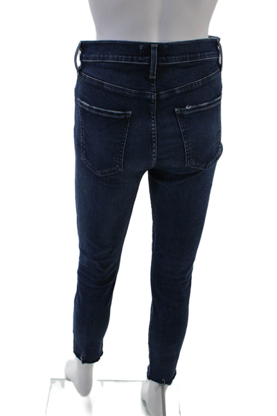 Agolde Womens High Rise Dark Wash Raw Hem Skinny Jeans Blue Size 28