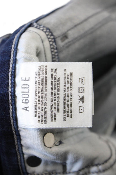 Agolde Womens High Rise Dark Wash Raw Hem Skinny Jeans Blue Size 28